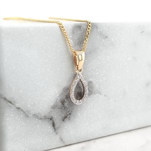 Diamond Pendants: Diamond 9ct Yellow Gold Tear Drop Pendant