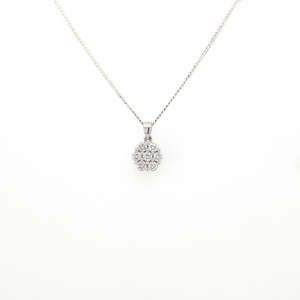 Diamond Pendants: Diamond Flower Cluster Pendant 9ct White Gold 0.50ct Round Brilliant Diamonds