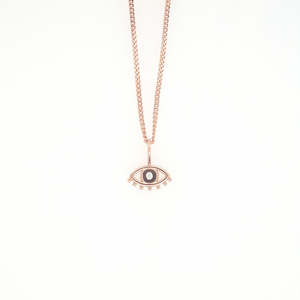 Diamond Pendant - 14ct Rose Gold 0.02ct Round Brilliant Diamond Evil Eye Pendant
