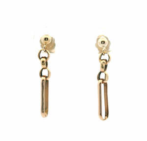 Estate Earrings: Estate 9ct Yellow Gold 3:1 Figaro Drop Stud Earrings