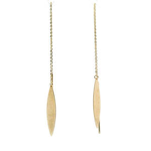 Estate 10ct Yellow Gold Leaf Style Thread Earrings
