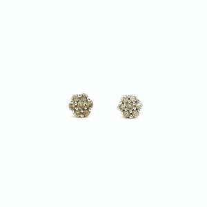 Estate Earrings: Estate 9ct Yellow Gold Diamond Flower Cluster Stud Earrings