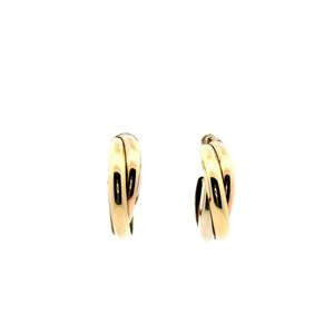 Estate 9ct Tri-Tone Cross Over Hoop Stud Earrings