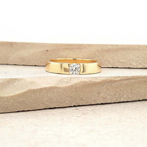 Diamond Dress Rings: 9ct Yellow Gold 0.25ct Round Brilliant Cut Diamond Flush Set Ring