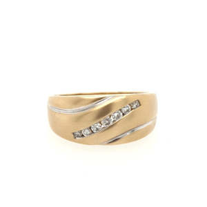 Diamond Dress Rings: 14ct Yellow Gold Gents Diamond Dress Ring