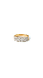 Diamond Dress Rings: Triple Row Diamond Ring in 9ct Yellow Gold