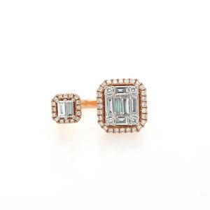 18ct Rose Gold 0.3583ct Baguette & 0.258ct Round Brilliant Claw Set Diamond Doub&hellip;