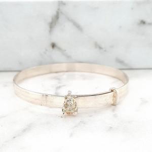 Sterling Silver Plain Adjustable Childs Bangle with Bear