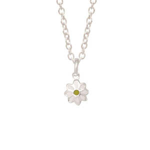 Children's Sterling Silver Enamel Daisy Pendant