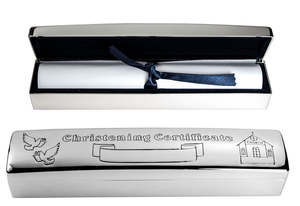 Childrens Gifts: Children's Christening Box in Pewter