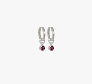 Evolve Earrings: Evolve Sterling Silver July (Rhodolite) Huggie Earrings