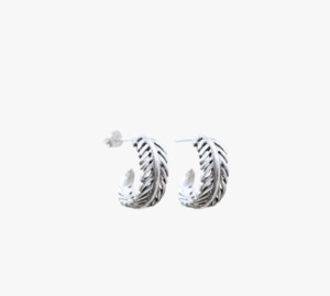 Evolve Sterling Silver Forever Fern Hoop Earrings