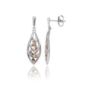 Evolve Sterling Silver & Rose Gold Forest Vine (Family Love) Drop Stud Earrings