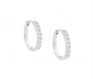 Ellani Sterling Silver CZ 15mm Hoop Earrings