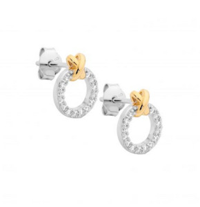 Ellani Rings: Ellani Gold Plated 9mm Circle 'X' Stud Earrings