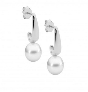 Ellani Rings: Ellani Sterling Silver Freshwater Pearl Drop Stud Earrings