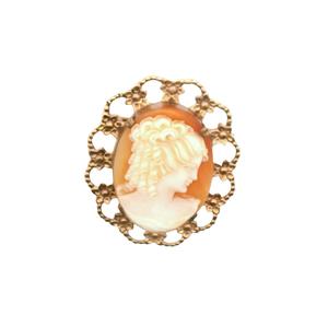 Estate Brooch: Estate 9ct Rose Gold Filigree Cameo Brooch