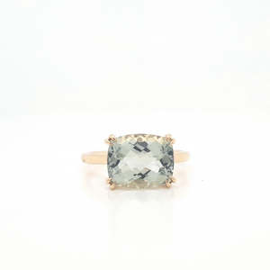 Green Amethyst 9k Yellow Gold East West Ring