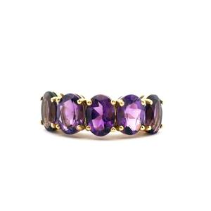 Five Stone Amethyst Ring in 9ct Yellow Gold