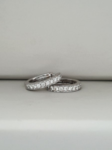 Elizabeths Edit: Diamond 9ct White Gold 0.44ct Round Brilliant Diamond Claw Set Hinged Hoop Earrings