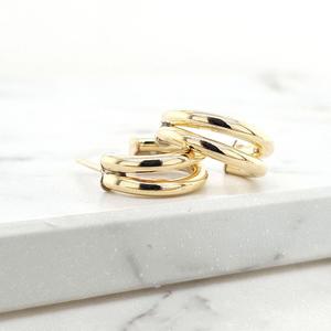9ct Yellow Gold Hollow Double Tube Half Hoops