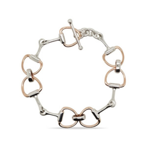 Sterling Silver & Rose Gold Plated Equestrian Horse Buckle Bracelet