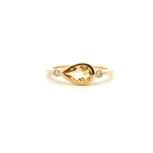 Citrine: Citrine & Diamond Bezel Set East/West Ring