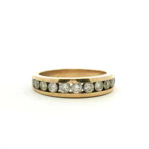 Estate 10ct Yellow Gold Diamond Channel Set Ring