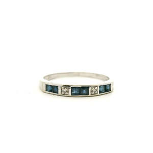 Estate 9ct White Gold Sapphire & Diamond Ring