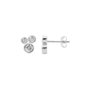 Ellani: Ellani Sterling Silver Bezel Set CZ Cluster Stud Earrings