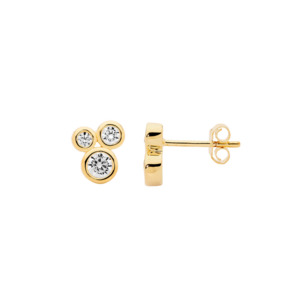 Ellani: Ellani Gold Plated Bezel Set CZ Cluster Stud Earrings