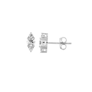 Ellani: Ellani Sterling Silver 3 CZ Stud Earrings
