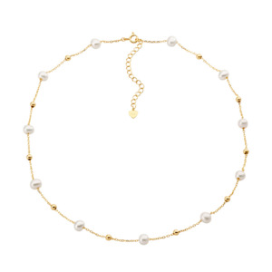 Ellani: Ellani Gold Plated Freshwater & Ball Necklace