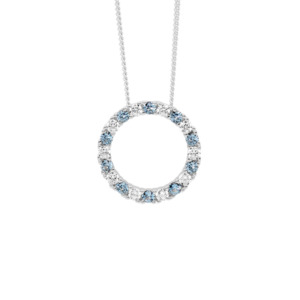 Ellani Sterling Silver Spinel & CZ 16mm Open Circle Pendant