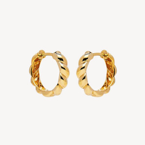 Earrings: Najo 14ct Gold Plated 4x16mm Zippy Twist Huggie Earrings