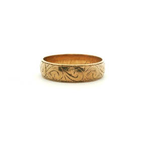Estate Jewellery 1: Estate 9ct Yellow Gold Patterned Engraved 4.7mm Band