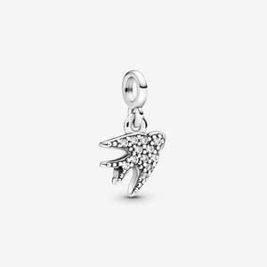 Pandora Obsolete Codes: Pandora Sterling Silver Swallow Dangle Charm with Clear CZ 798984c01