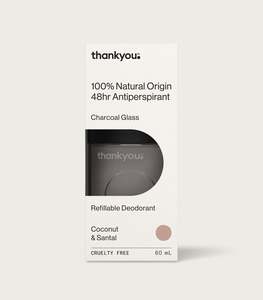 Antiperspirant Refillable Deodorant | Coconut & Santal | Charcoal Glass