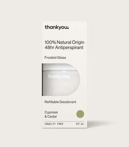 Antiperspirant Refillable Deodorant | Cypress & Cedar | Frosted Glass