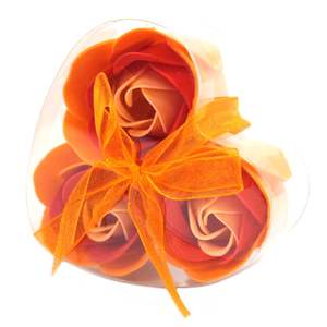 Soap Flowers: Soap Flower Heart Box - 3 Peach Roses