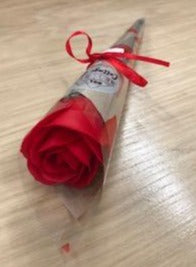 Single Valentine's Small Red Rose - Soap Flowers