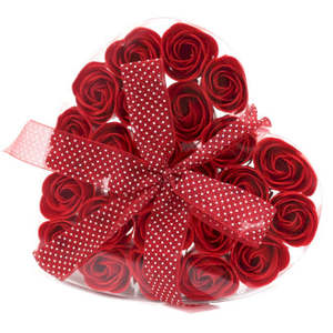 Soap Flowers: Soap Flowers - Red Roses Set of 24 Flower Heart box