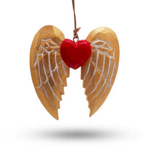 Gifts For Home Garden: Angel Wing & Heart - White Detail