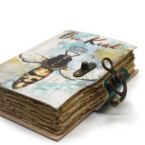 Gifts For Home Garden: Leather "Bee Kind" Deckle-edge Notebook (7x5")