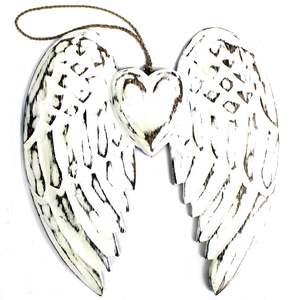 Hand Crafted Double Angel Wing and Heart - 24cm