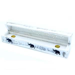 Incense Burners: White Washed Incense Holder - Smoke Box
