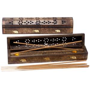 Incense Burners: Incense Smoke Box 29cm - Mango Wood