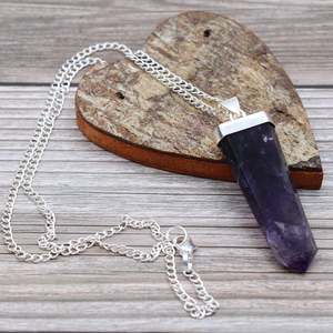 Jewellery: Gemstone Flat Pencil Pendant - Amethyst