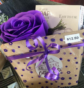 Gift Packs: Small Gift Box - Lavender Paper Soap & Soap Flower