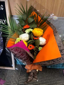 Large Soap Flower Bouquet - Orange Theme